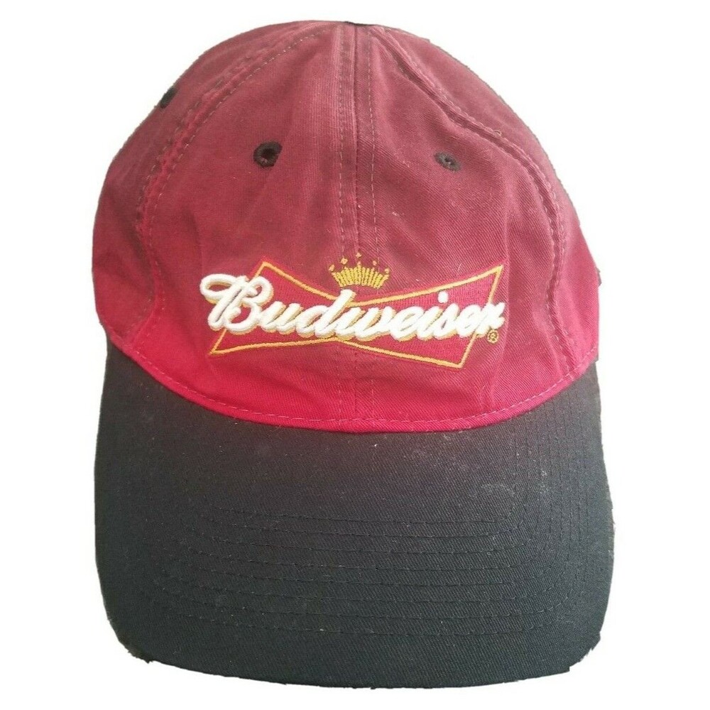 Budweiser Baseball Hat Red Distressed Cap Adult One Size Adjustable